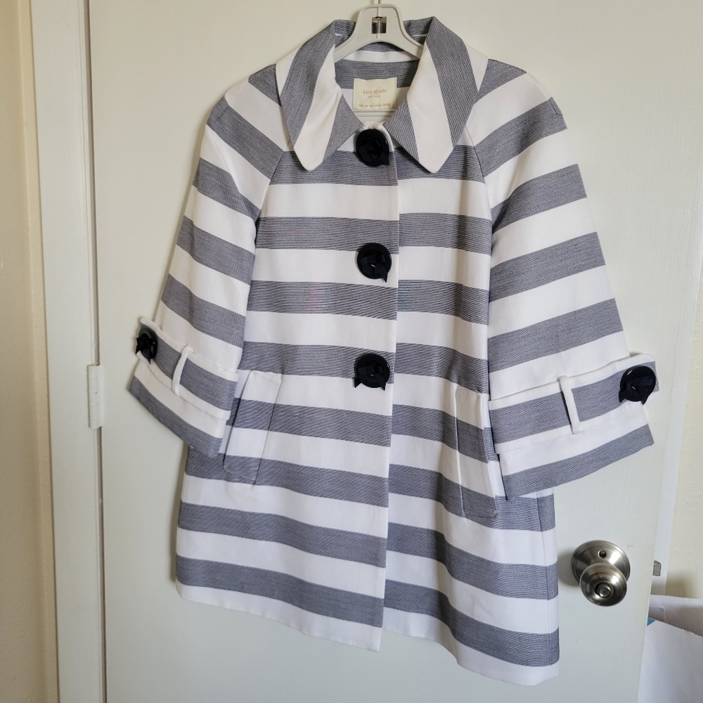 NWT Kate Spade Ivy Car Coat in Soda Fountain Stripe